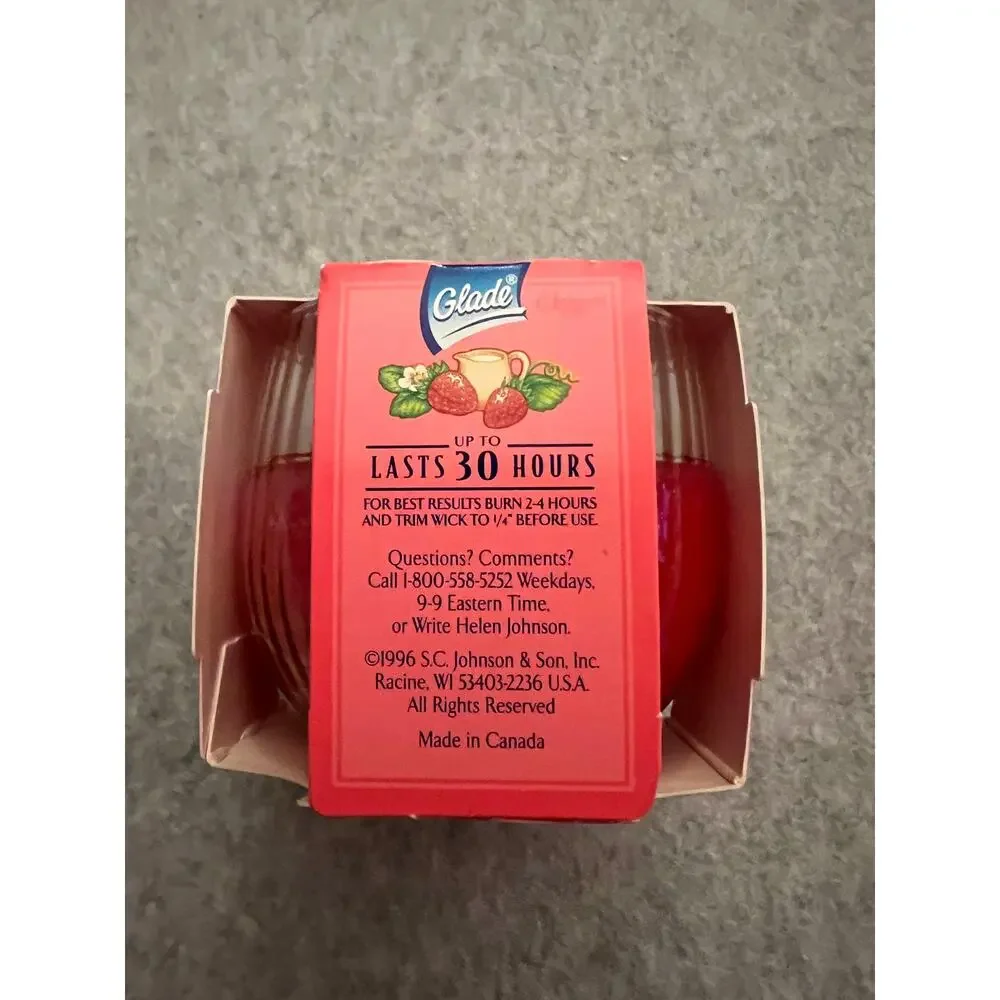 Glade Candle Scents Jar‎ Strawberries & Cream 1996 & Apple Cinnamon 1997 2Pc VTG